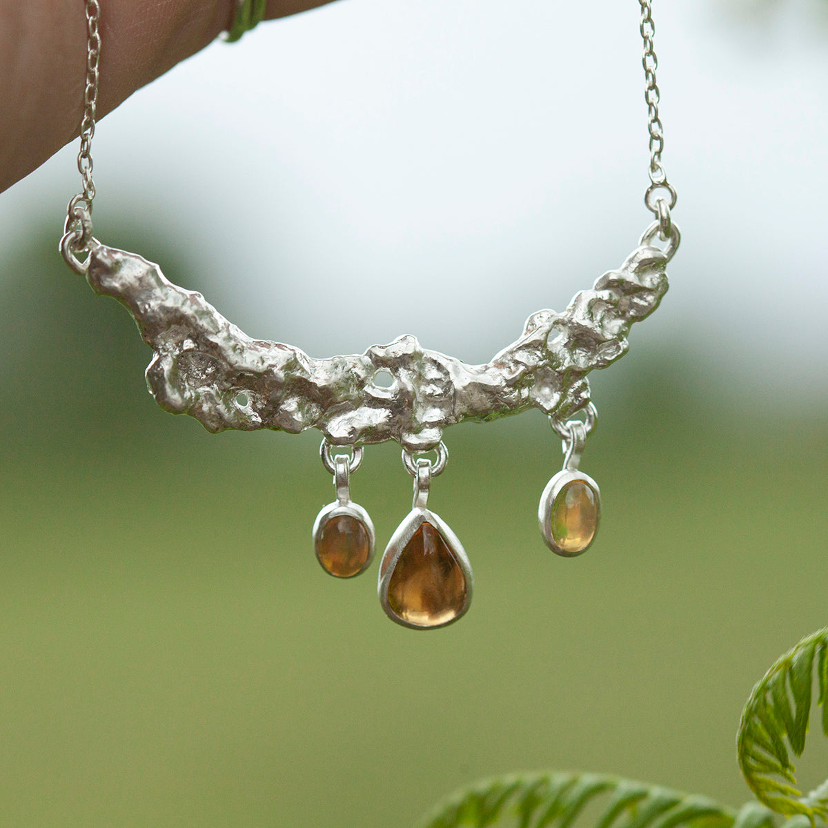OOAK Lava necklace #4 • Citrine & Opal (ready to ship)