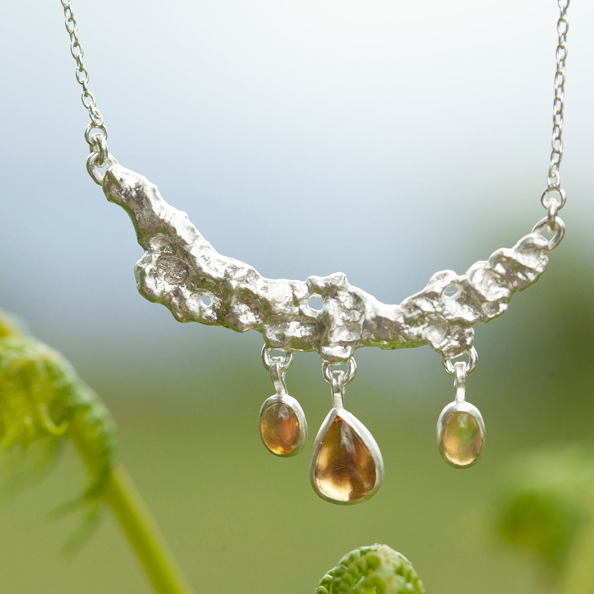 OOAK Lava necklace #4 • Citrine & Opal (ready to ship)
