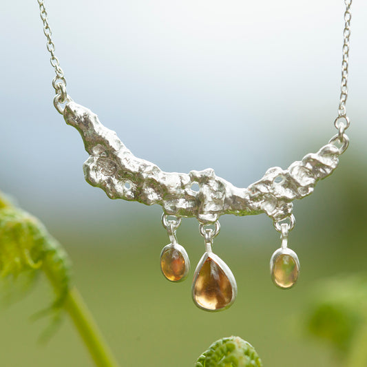 OOAK Lava necklace #4 • Citrine & Opal (ready to ship)