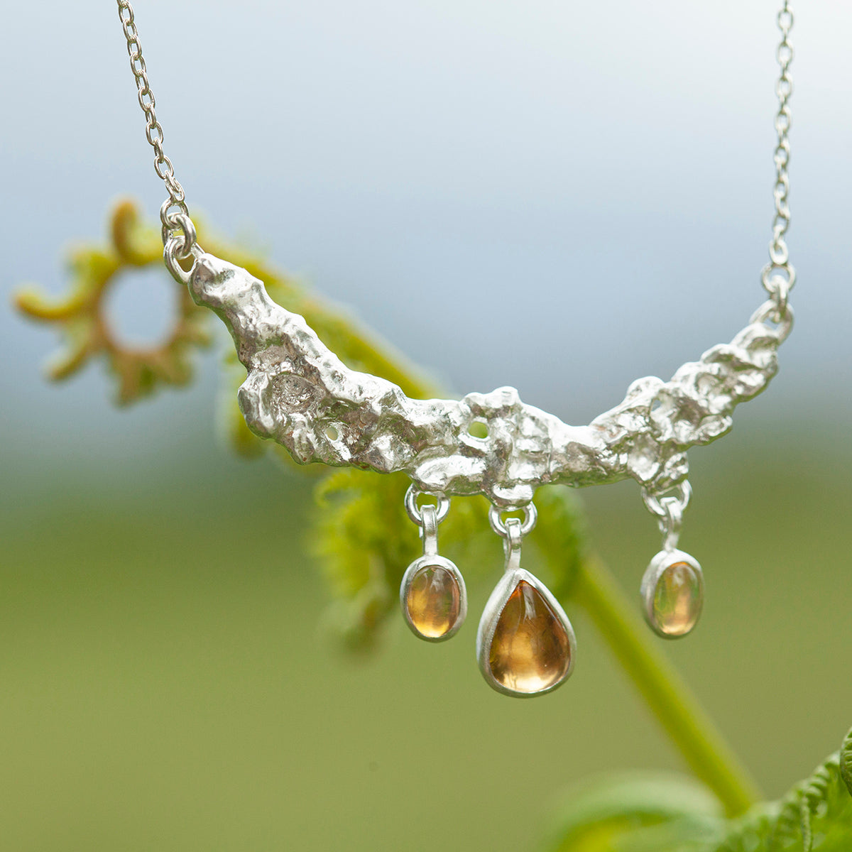 OOAK Lava necklace #4 • Citrine & Opal (ready to ship)