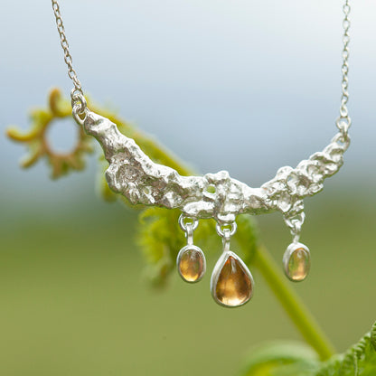 OOAK Lava necklace #4 • Citrine & Opal (ready to ship)