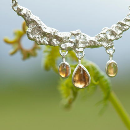 OOAK Lava necklace #4 • Citrine & Opal (ready to ship)