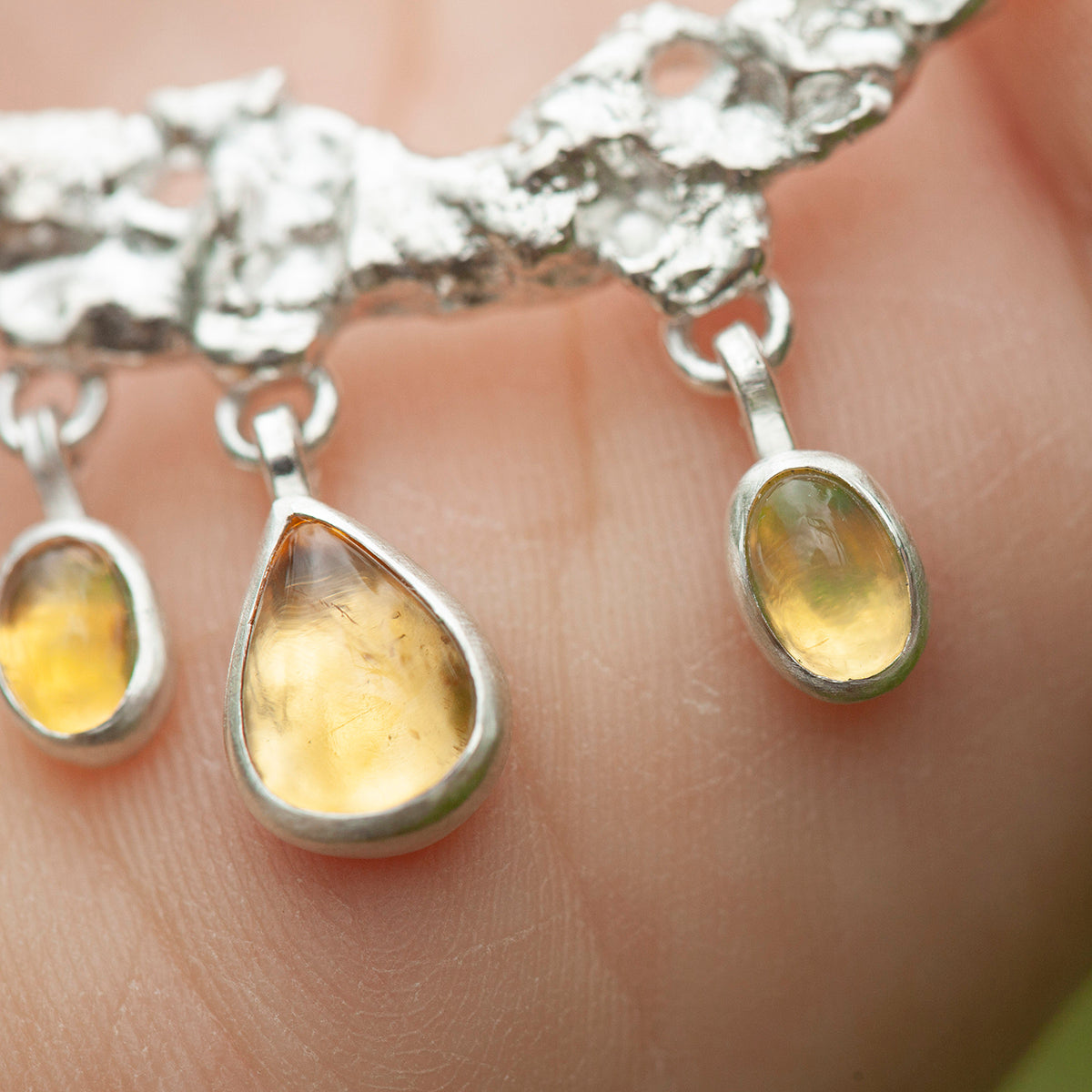 OOAK Lava necklace #4 • Citrine & Opal (ready to ship)