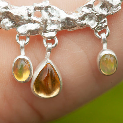 OOAK Lava necklace #4 • Citrine & Opal (ready to ship)