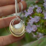 Load image into Gallery viewer, OOAK • Crescent moon pendant in silver &amp; brass #22 (ready to ship)
