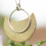 Load image into Gallery viewer, OOAK • Crescent moon pendant in silver &amp; brass #23 (ready to ship)

