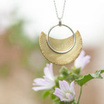Load image into Gallery viewer, OOAK • Crescent moon pendant in silver &amp; brass #23 (ready to ship)
