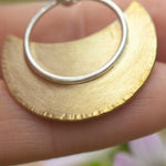 Load image into Gallery viewer, OOAK • Crescent moon pendant in silver &amp; brass #23 (ready to ship)
