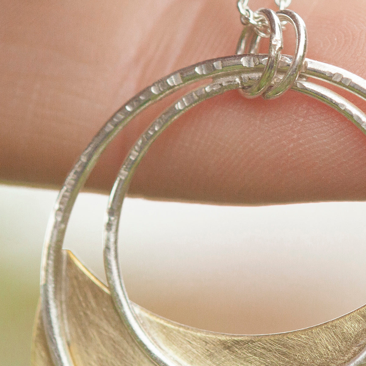 OOAK • Crescent moon pendant in silver & brass #24 (ready to ship)