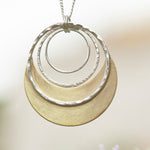 Load image into Gallery viewer, OOAK • Crescent moon pendant in silver &amp; brass #25 (ready to ship)
