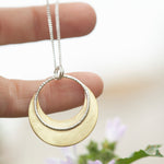 Load image into Gallery viewer, OOAK • Crescent moon pendant in silver &amp; brass #26 (ready to ship)
