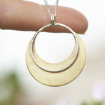 Load image into Gallery viewer, OOAK • Crescent moon pendant in silver &amp; brass #26 (ready to ship)
