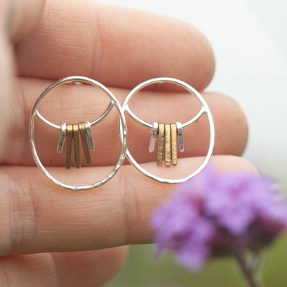 Pieza única Pendientes Selva en plata y latón #4  (listo para enviar)