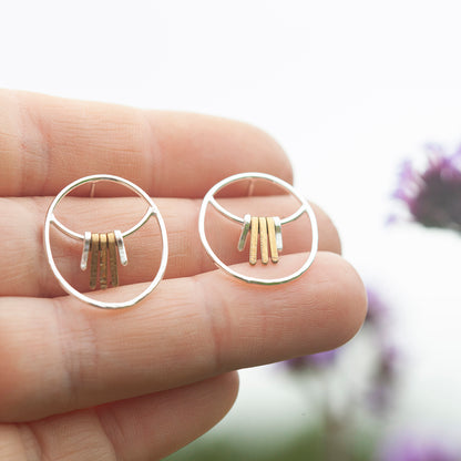 Pieza única Pendientes Selva en plata y latón #4  (listo para enviar)