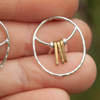 Pieza única Pendientes Selva en plata y latón #4  (listo para enviar)