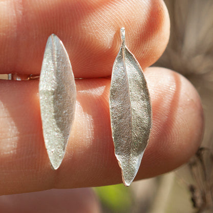 Pièce unique Boucles d'oreilles feuille en argent #4 (prêt à expédier)