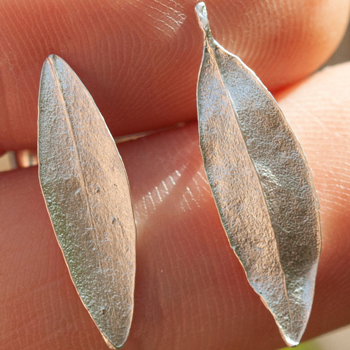 Pièce unique Boucles d'oreilles feuille en argent #4 (prêt à expédier)