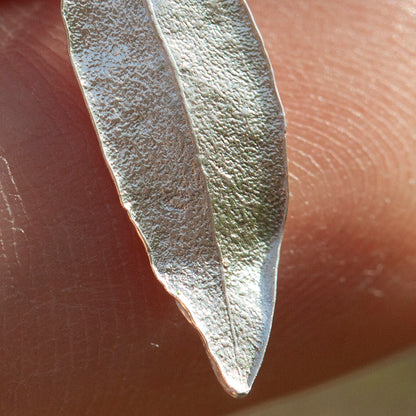 Pièce unique Boucles d'oreilles feuille en argent #4 (prêt à expédier)