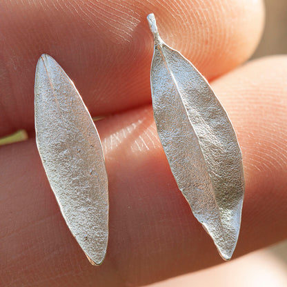Pièce unique Boucles d'oreilles feuille en argent #4 (prêt à expédier)