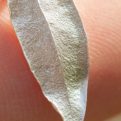 Pièce unique Boucles d'oreilles feuille en argent #4 (prêt à expédier)