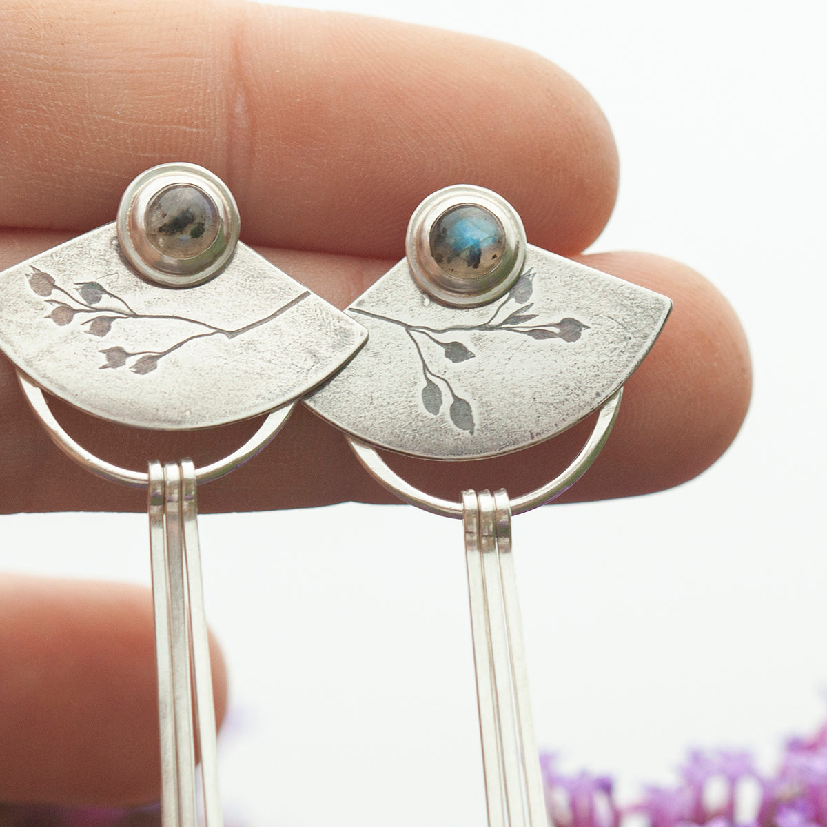 OOAK Vegetal Elira earrings #18 • Labradorite (ready to ship)