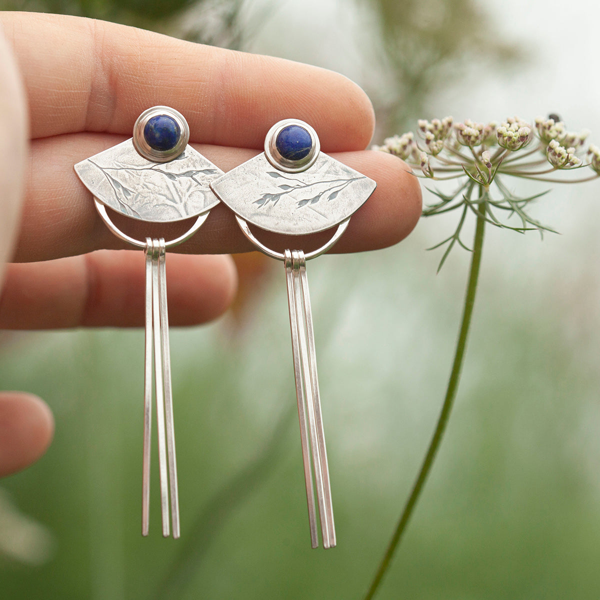 OOAK Vegetal Elira earrings #19 • Lapis Lazuli (ready to ship)
