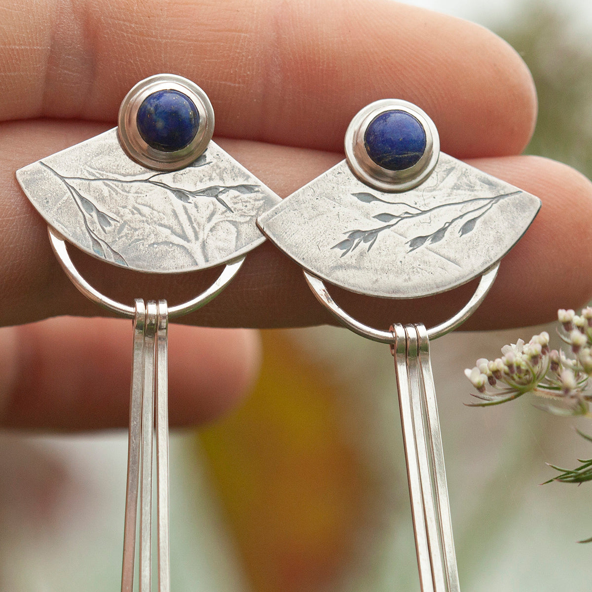 OOAK Vegetal Elira earrings #19 • Lapis Lazuli (ready to ship)