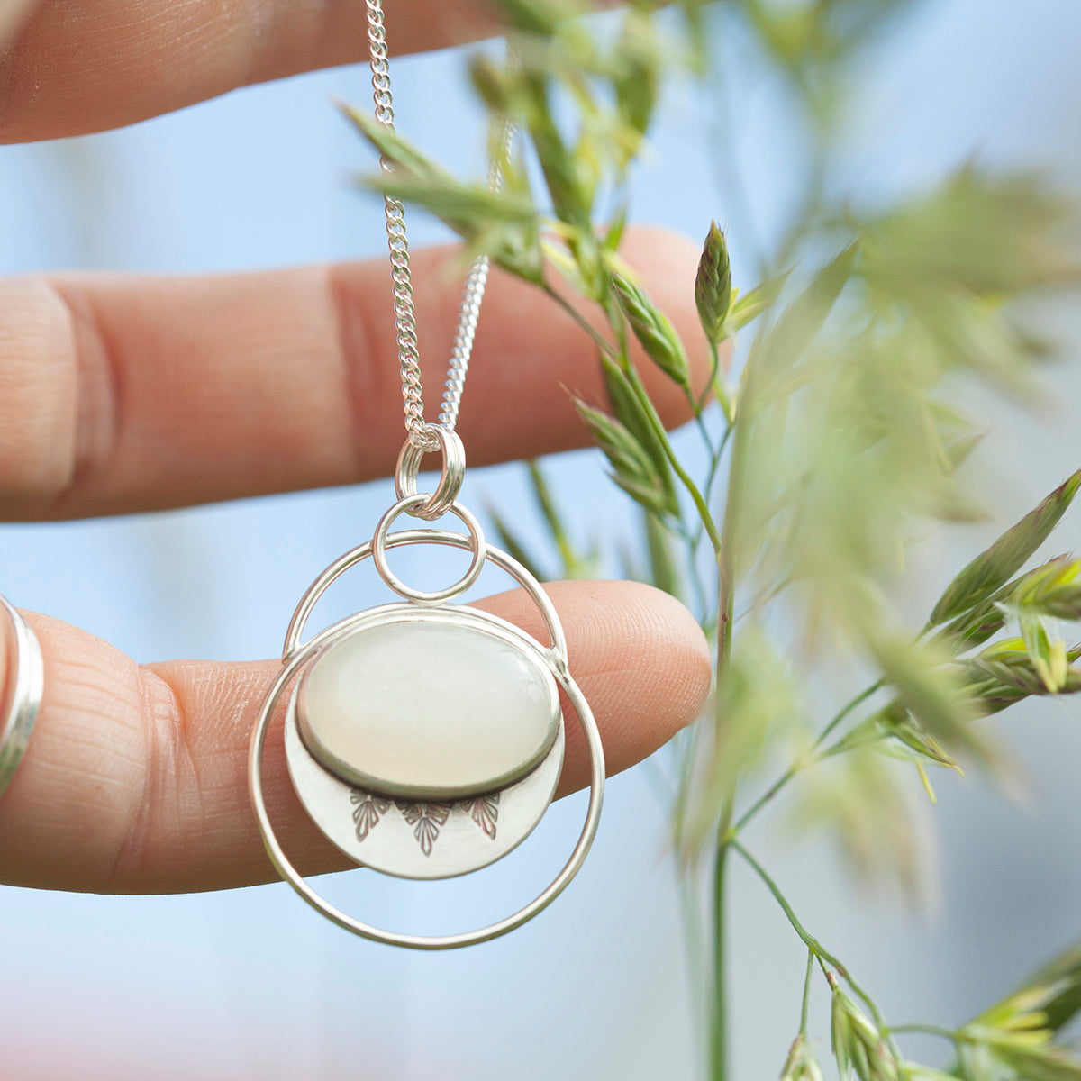 Linka Pendant • silver & moonstone   (Ready to ship)