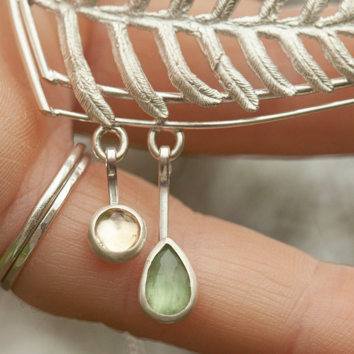 OOAK Leaf necklace #1 • Fern, Kyanite & citrine (ready to ship)