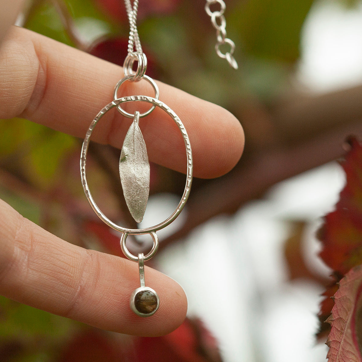 OOAK Leaf pendant #2 • Orange Labradorite (ready to ship)