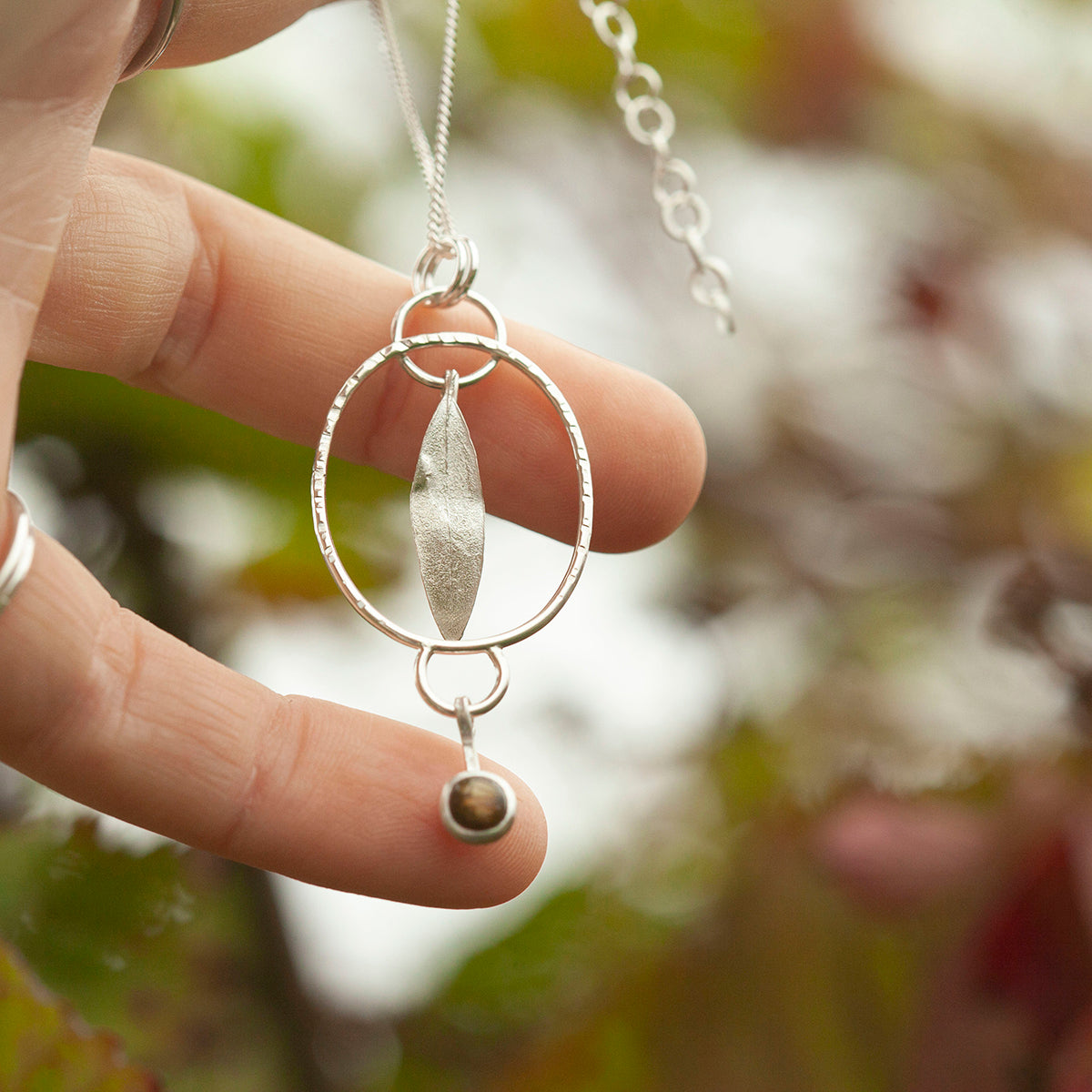 OOAK Leaf pendant #2 • Orange Labradorite (ready to ship)