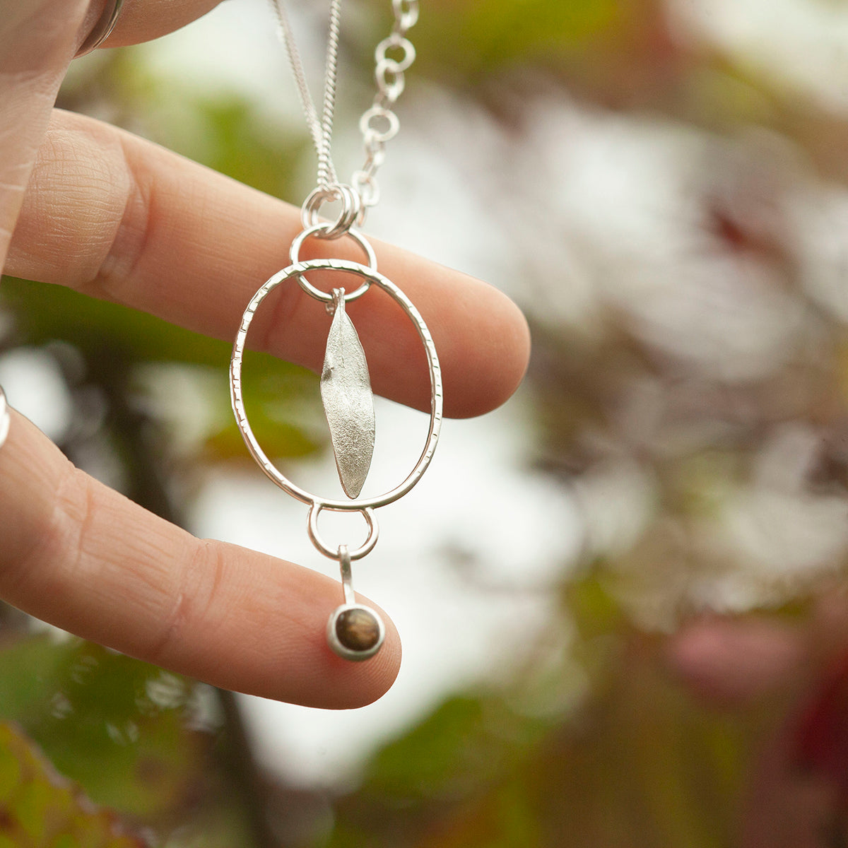 OOAK Leaf pendant #2 • Orange Labradorite (ready to ship)