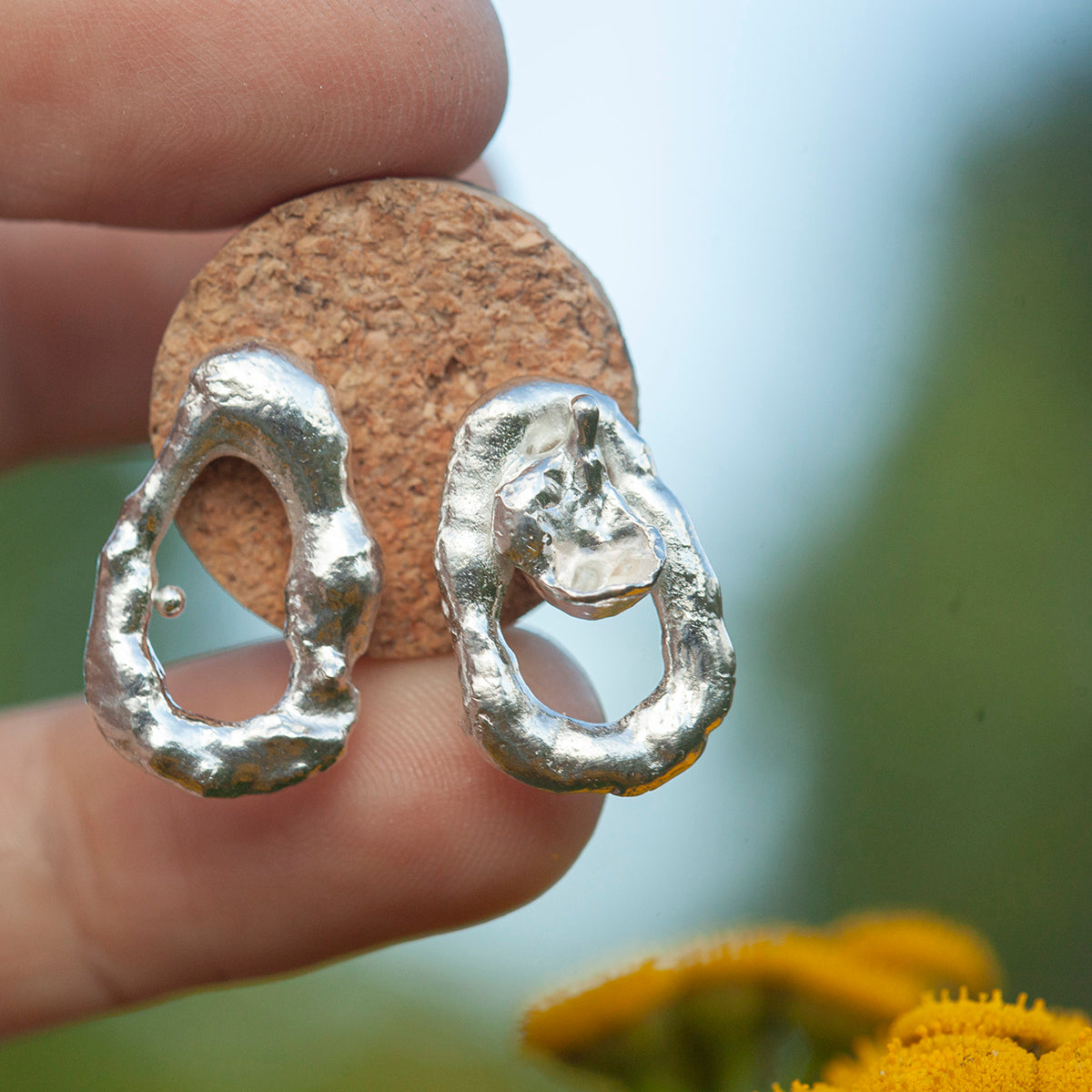 Pieza única Pendientes Tera en plata #7 (listo para enviar)