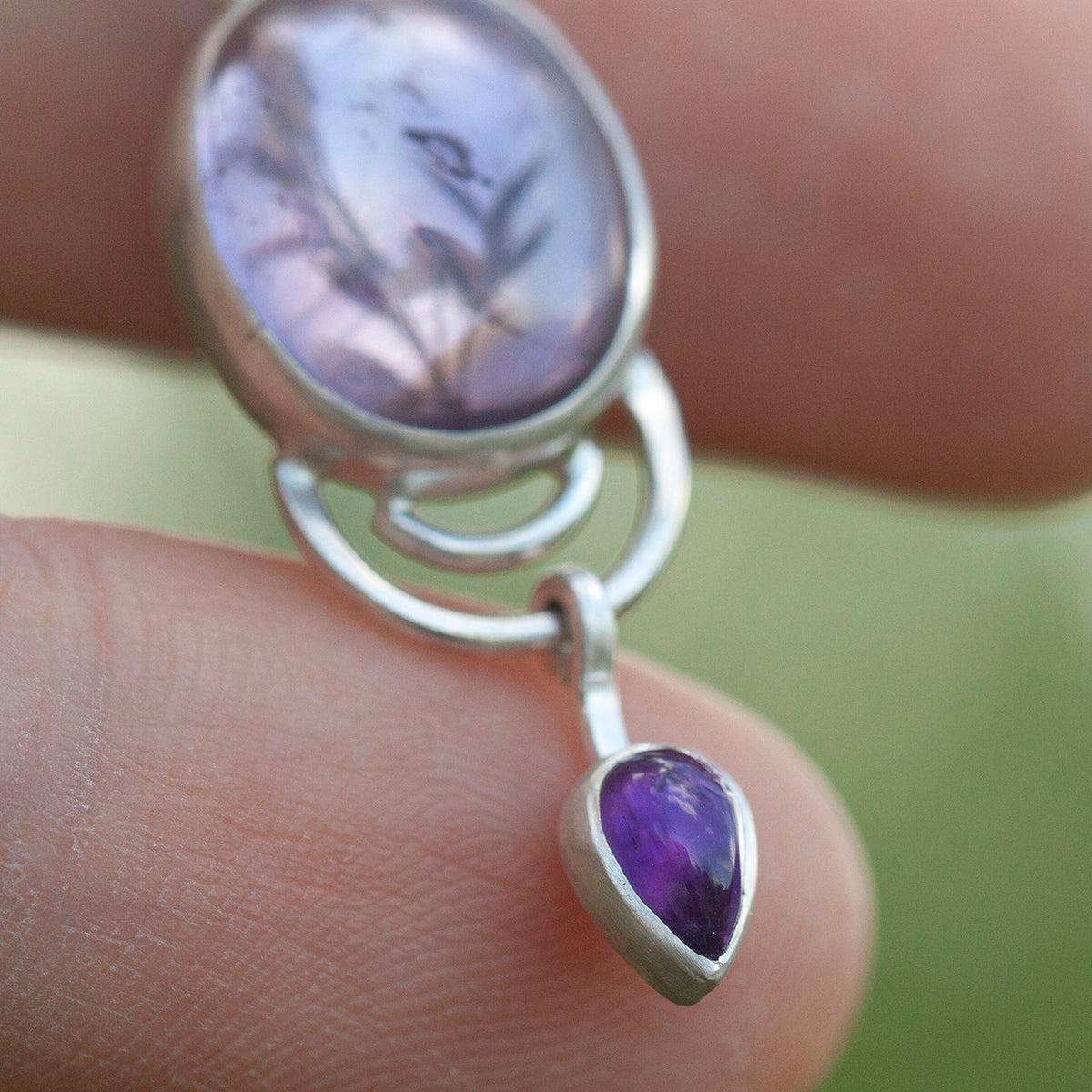 OOAK Osmose pendant #51 ~ with captured plant • Amethyst (ready to ship)