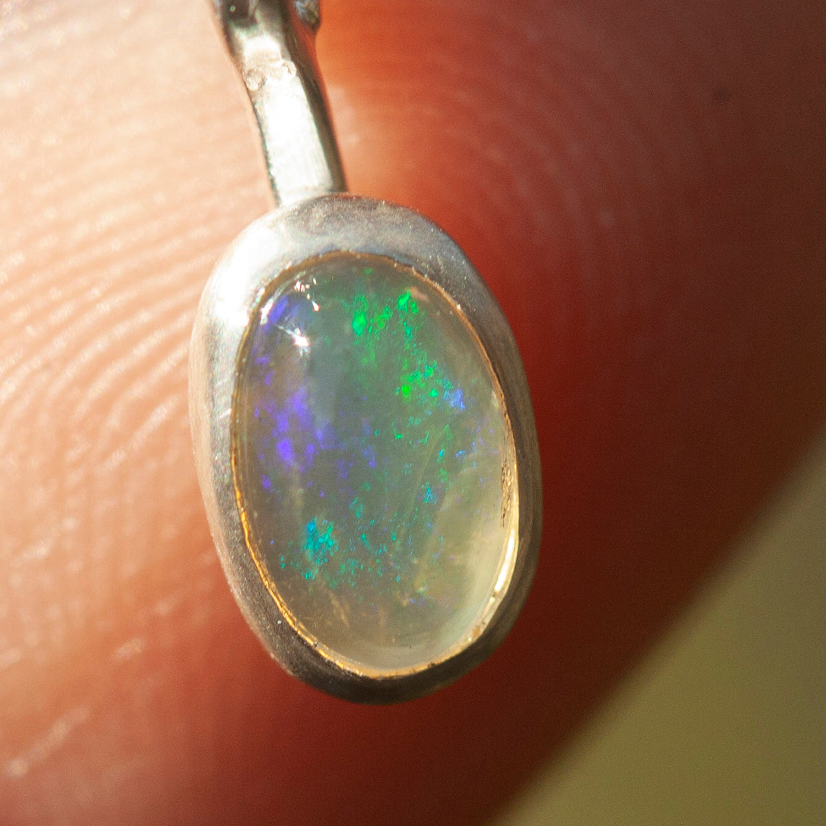 OOAK Osmose pendant #52 ~ with captured plant • Aquamarine & Opal (ready to ship)