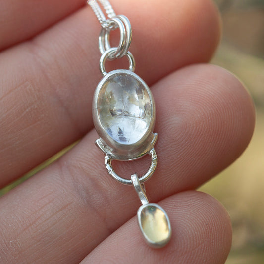OOAK Osmose pendant #52 ~ with captured plant • Aquamarine & Opal (ready to ship)