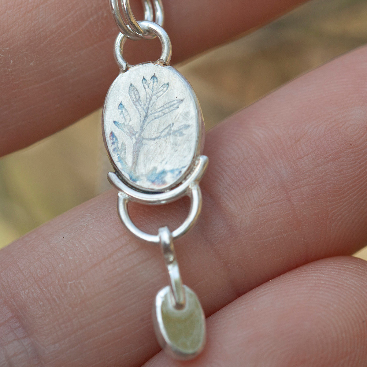 OOAK Osmose pendant #52 ~ with captured plant • Aquamarine & Opal (ready to ship)