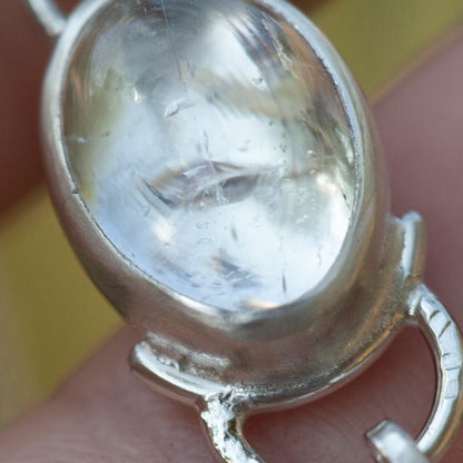 Pièce unique Pendentif Osmose #52 ~ avec plante capturée • Aigue-marine & Opale (prêt à expédier)