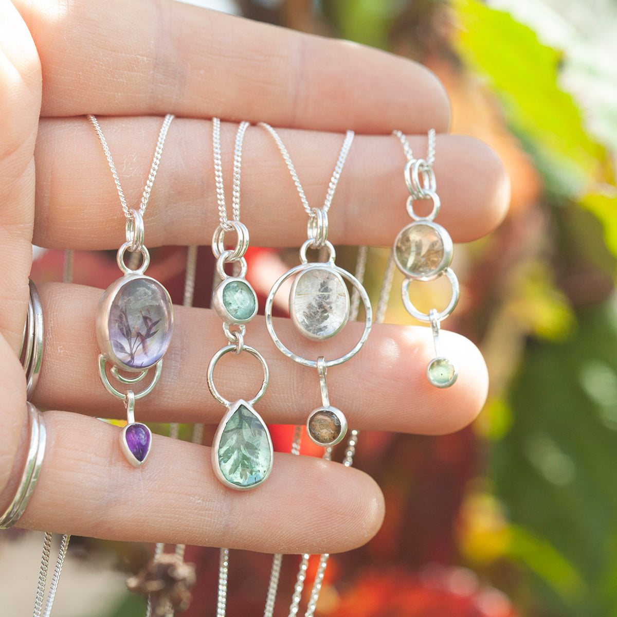 OOAK Osmose pendant #51 ~ with captured plant • Amethyst (ready to ship)