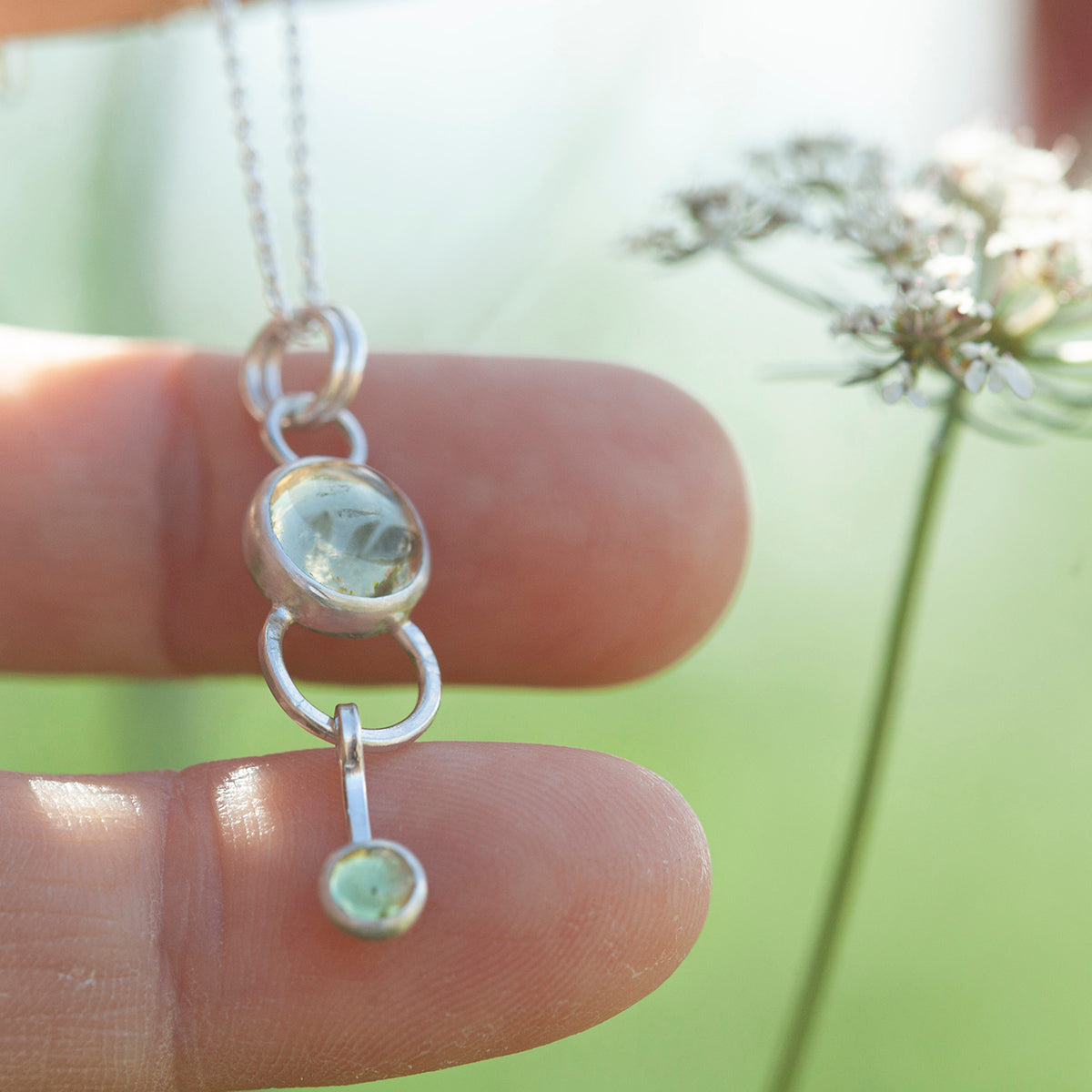 OOAK Osmose pendant #54 ~ with captured plant • Lemon quartz & Peridot (ready to ship)