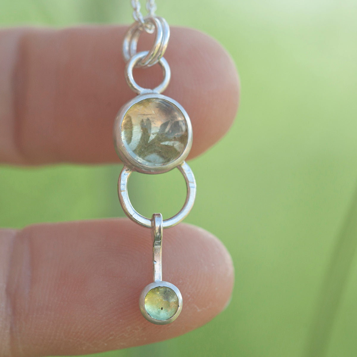 OOAK Osmose pendant #54 ~ with captured plant • Lemon quartz & Peridot (ready to ship)