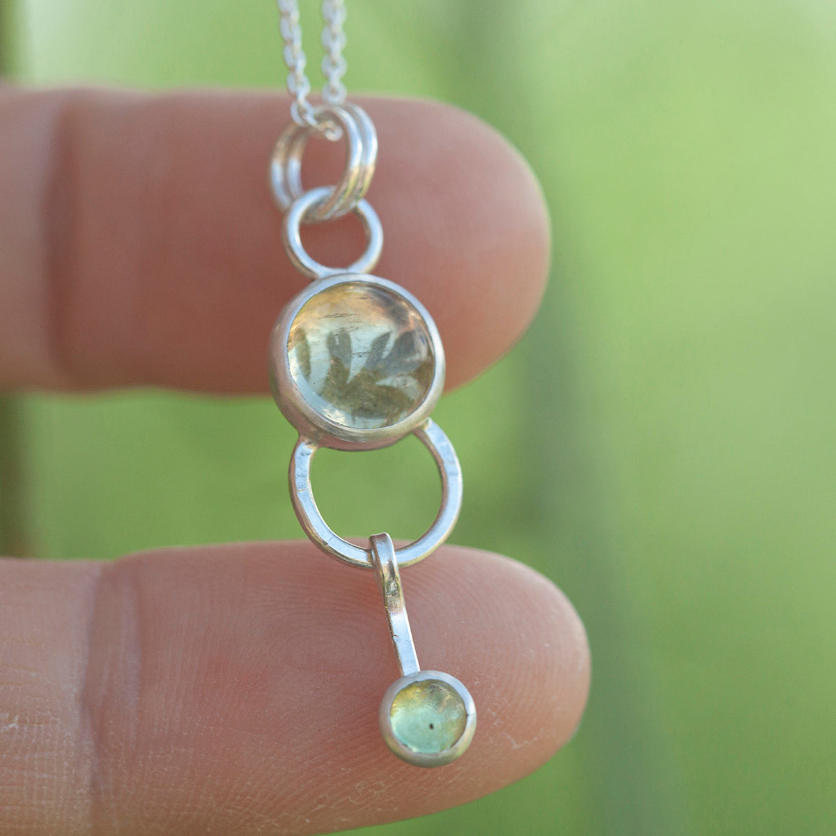 OOAK Osmose pendant #54 ~ with captured plant • Lemon quartz & Peridot (ready to ship)