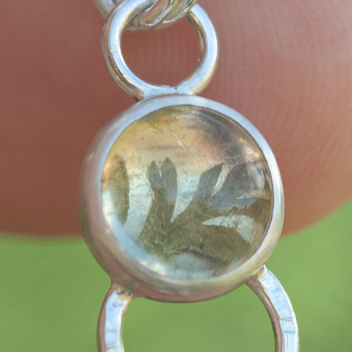 OOAK Osmose pendant #54 ~ with captured plant • Lemon quartz & Peridot (ready to ship)