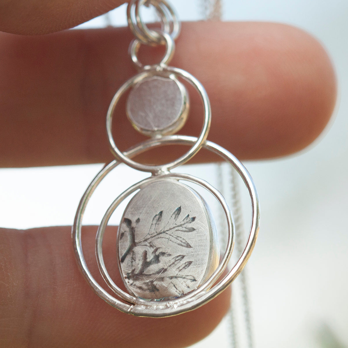 OOAK Osmose pendant #55 ~ with captured plant • Rose Quartz (ready to ship)