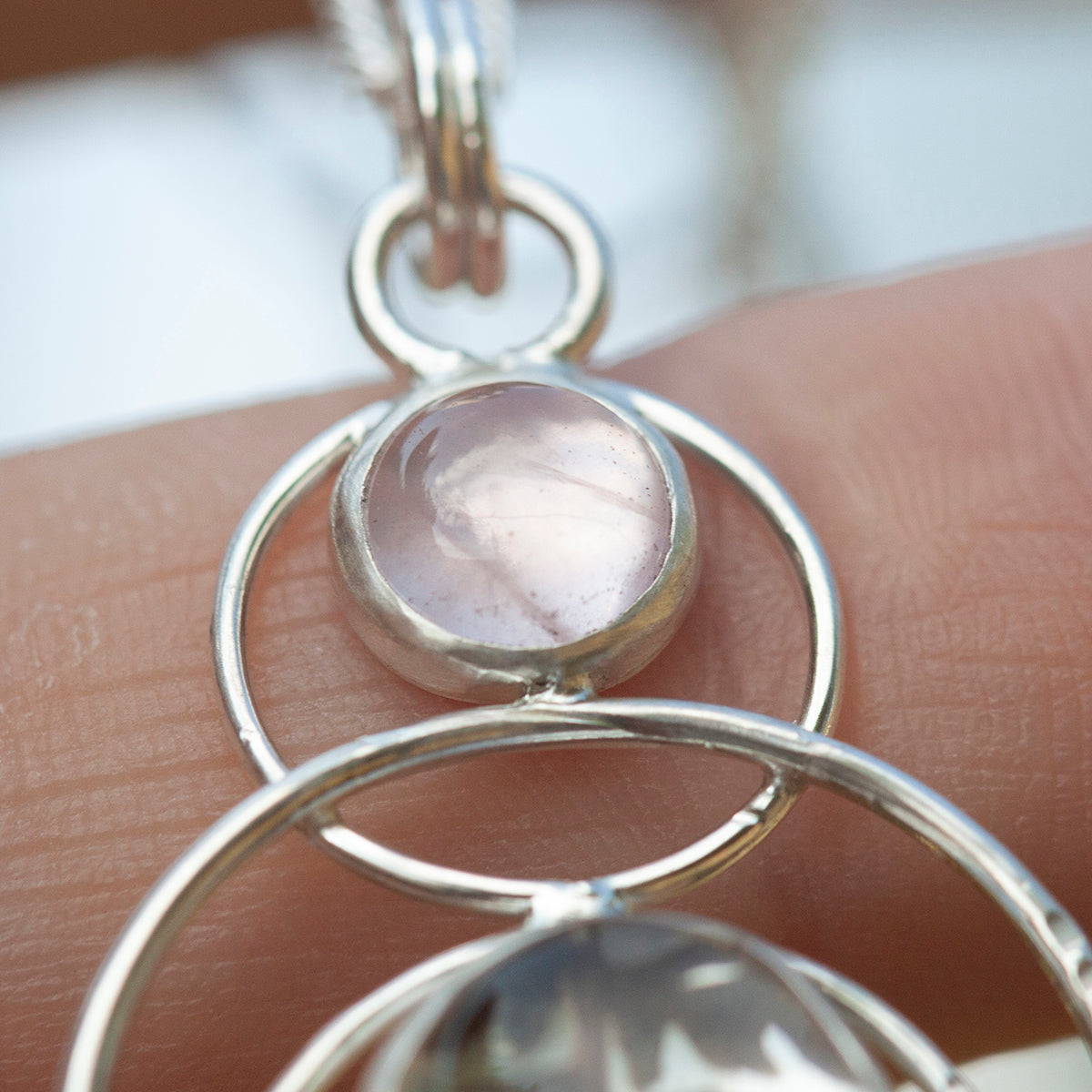 OOAK Osmose pendant #55 ~ with captured plant • Rose Quartz (ready to ship)