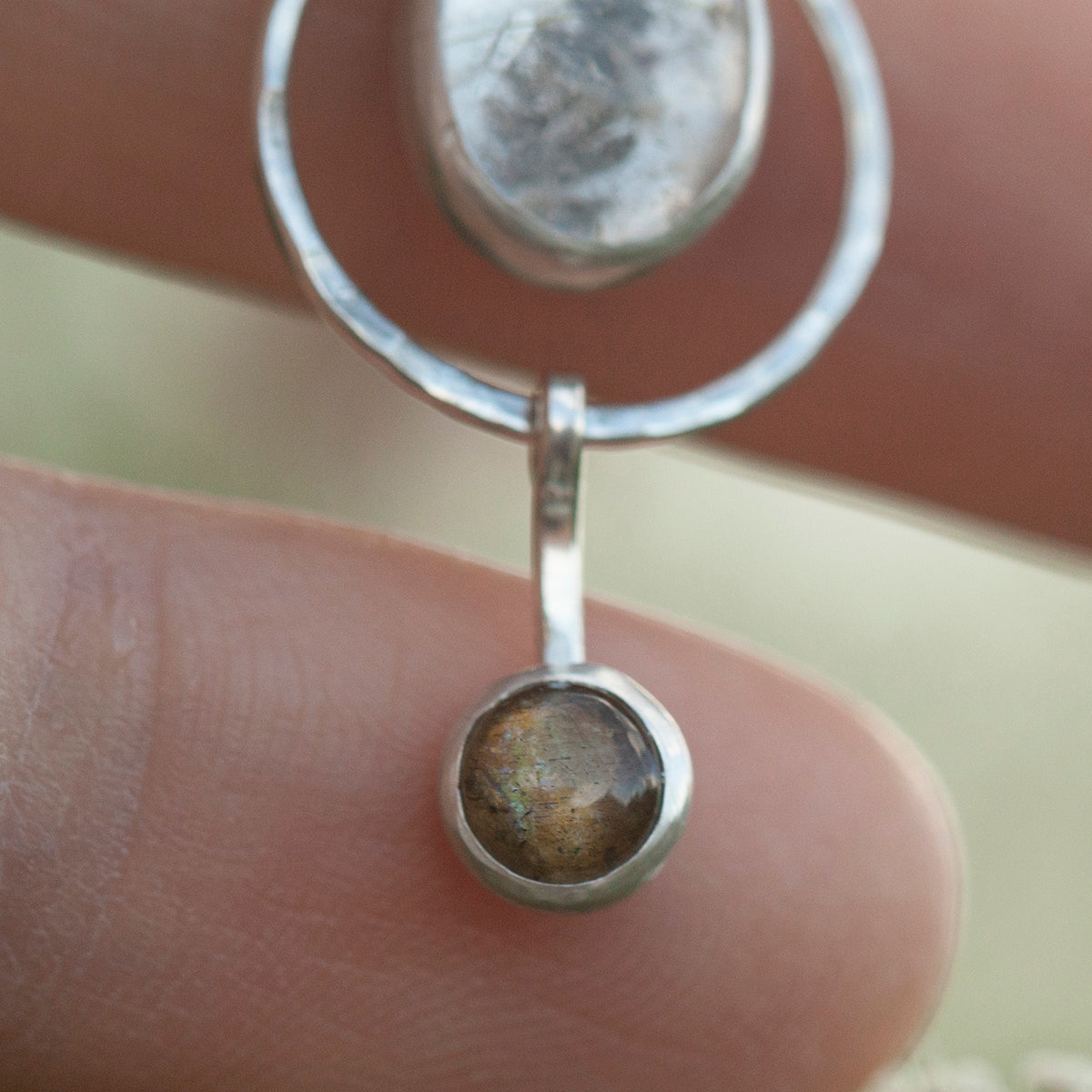 OOAK Osmose pendant #57 ~ with captured plant • Rutilatez Quartz & Labradorite (ready to ship)