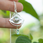 Load image into Gallery viewer, OOAK Healing Tears silver pendant #5 • Labradorite &amp; Kyanite (ready to ship)
