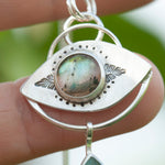 Load image into Gallery viewer, OOAK Healing Tears silver pendant #5 • Labradorite &amp; Kyanite (ready to ship)
