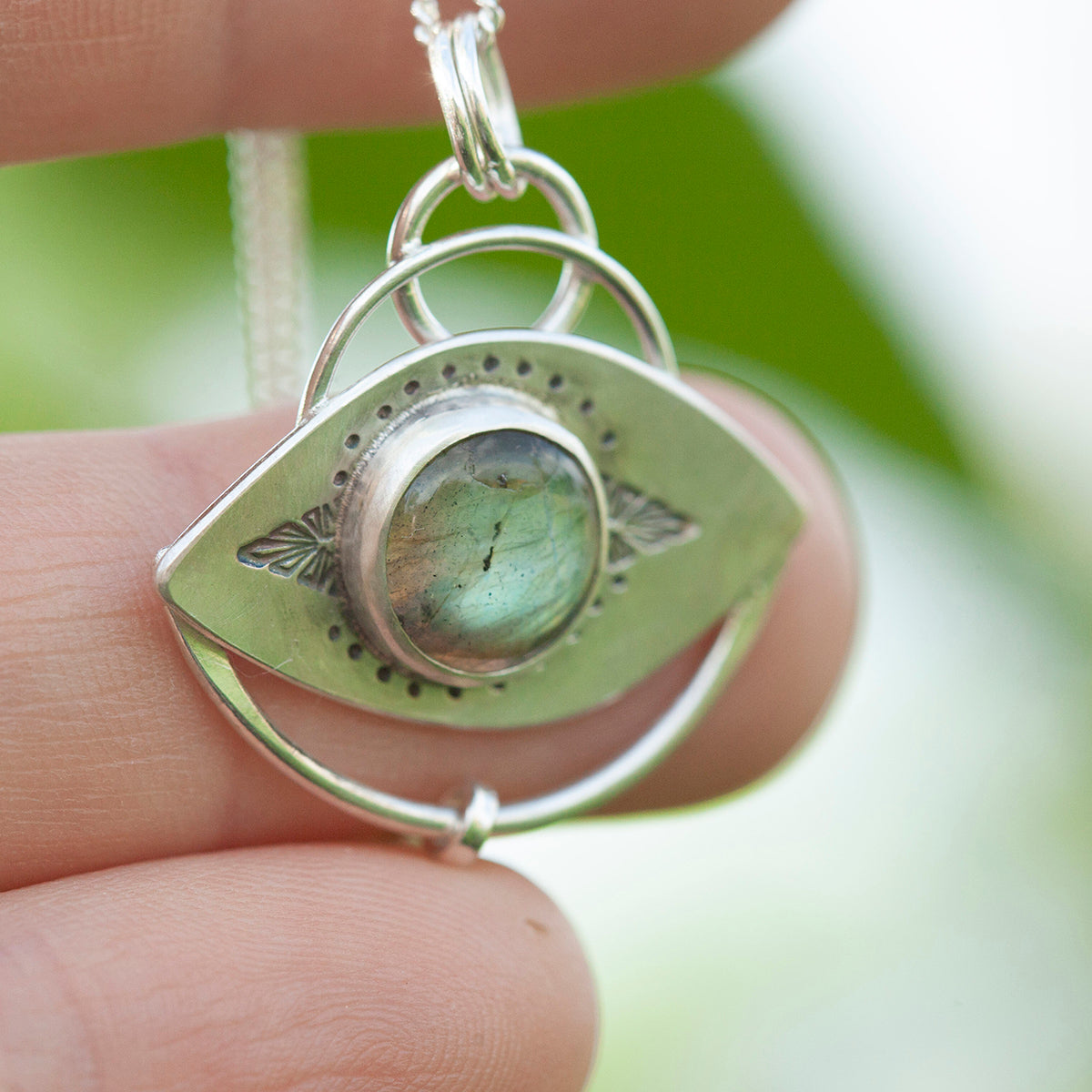 OOAK Healing Tears silver pendant #5 • Labradorite & Kyanite (ready to ship)