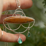 Afbeelding in Gallery-weergave laden, OOAK Healing Tears silver pendant #3 • Fossil coral &amp; Kyanite (ready to ship)
